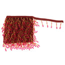 Beaded Fringe Trim with Teardrop Dangling Braid Lace Edging Home DIY Craft 13y, Red