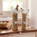 2Pcs Handmade Wooden Chicken Farm Animals Figurine Ornament Table Decoration