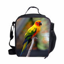Portable Insulated Thermal Cooler Cute Parrot Design Lunch Box Office School Carry Tote Picnic Case Storage Bag