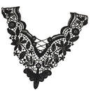 V-neck Neckline Collar Embroidery Lace Trim Applique Patch for Sewing On Clothing Dress Black