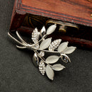 Lady Jewelry Silver Olive branch Shape Crystal Clothing Accessory Brooch Pin