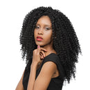 24 Inches African American Long Deep Curly Synthetic Hair Wigs with Wig Cap for Women Front Lace Black