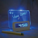 USB LED Light Fluorescent DIY Message Board Digital Alarm Clock Calendar Night Light with Pen