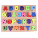 Wooden Uppercase Letter Learning Puzzle Alphabet Blocks Board Kids Spelling Toy with 26 Alphabet Reading Sorting Matching Developmental Toy