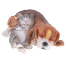 Exquisite Resin Sleeping Cat Dog Figurine for Backyard Garden Decor Doorway Ornament Accessory