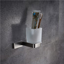 Wall Mounted Toothbrush Cup with Glass Cup 304 Stainless Steel Rack Shelf Set