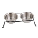 Double Raised Dog Bowl Elevated Pet Feeder Waterer Cat Puppy Food Water Container