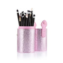 Women Pro Makeup Beauty Cosmetic Tools Makeup Brush Holder Pink + Set of 20PCS Face Foundation Eye Lip Beauty Makeup Brushes Black