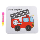 2 in 1 Water Doodle Drawing Cardboard w/Water Pen Jigsaw Puzzles Fire Engine