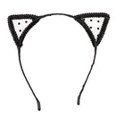 Cute Girls Daily Headwear Handcraft Hairband Dots Lace Cat Ears Decor
