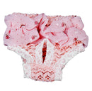 Waterproof Comfortable Pink Drape Pierced Design Floral Chiffon White Lace Dog Physical Pant Pet Supplies Pink M