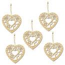 5 Pieces Wood Heart Embellishments With Rope For Christmas Wedding Decorations