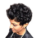 Women Lady Natural Layered Black Short Curly Real Human Hair Full Wig Heat Resistant Wigs for Daily Use/Party Cosplay