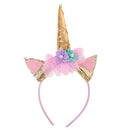 Gold Unicorn Horn Ear Floral Headband Halloween Christmas Holiday Headdress