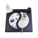 Zen Garden Sand Kit Desktop Wooden Tray Stone Rake Meditation Tealight Holder