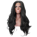 Synthetic Long Full Hair Wig, Wavy Curly Lace Front Black Wigs, for Cosplay Costume Party, Natural Looking