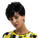 Women Short Full Fringe Wig 9 inch, Real Human Hair Wavy Hairpieces, Daily Party Wear Heat Safe