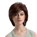 Women Fashion Fluffy Layered Red Brown Short Wig Heat Resistant Synthetic Hair Wig Party Cosplay Daily Wear