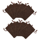 10 x Linen Jute Sack Jewelry Pouch Drawstring Gift Bags Favor Dark Coffee