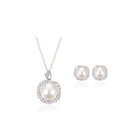 Luxury Fashion Women Rhinestone Artifical Pearl Necklace Earrings Jewelry Set