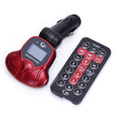 Set Of Compact Plug And Play Car MP3 Player FM Brodcast Modulator With Remote Control & 1 GB TF Card Red