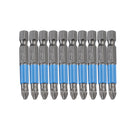 10Pcs Magnetic Cross Head Screwdriver Bits Tip Set S2 Steel 1/4'' Hex Shank