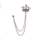 Charming Chain Brooch Crown Crystal Women Men's Tassel Brooch Pin Corsage