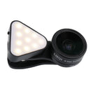Lens Kit 0.36X Wide Angle Lens+15x Macro Lens+Fill Light for Mobile Phone Black
