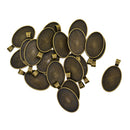 20 Pcs Alloy Blank Oval Cameo Jewelry Making Cabochon Base Setting Charm Pendants Trays Double Two-Sided For Gemstone Set Size 30 X 20 mm