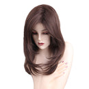 20'' Layered Charming Long Brown Hair Synthetic Wig Women's Party Fashion Wigs with Free Cap