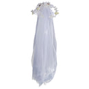 Beautiful One Tier Veil White Flower Pearls Lace Wedding Bridal Elbow Length Veil with Barrette Hair Accessory