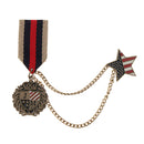 Retro Navy Style Pentagram Medal Chain Brooch Lapel Pin Unisex Jewelry