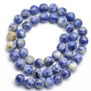 8mm Nature Blue Spot Jasper Gemstone Loose Spacer Beads 15'' Round DIY Jewelry Making