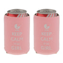 Pair Keep Calm It's a Girl Pattern Stubby Beer Bottle Cooler Sleeve for Baby Shower Party