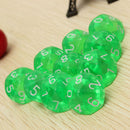 D10 Green Ten Sided Gem Dice for RPG Dungeons & Dragons Games Set of 10 Dice