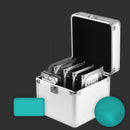 6-Bay Aluminum 2.5-inch / 3.5-inch Hard Drive Protective Storage Box with Lock - Moisture Proof, Water Resistant, Static Proof, Perfect for Media Offices, Photography, Graphic Design - Silver