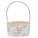Champagne Silky Satin Chic Bud Flower Design Round Flower Girl Basket Bridal Bridesmaid Basket Wedding Party Petals Decoration