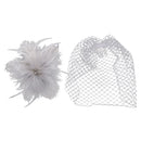 Vintage White Feather Fascinator Hair Clip Wedding Church Birdcage Face Veil Headpiece Women's Party Headwear