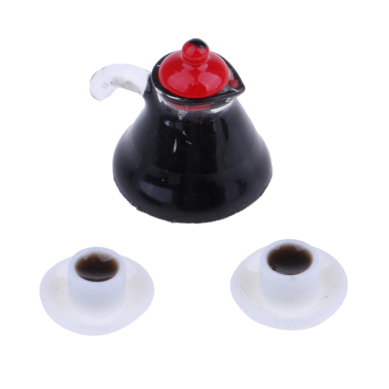 1/12 Dollhouse Miniature Coffee Cups And Coffee Kettle Food Drink Accessory
