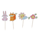 24/set Animals Flower Cake Cupcake Topper Pick for Kids Birthday Party DÃ©cor