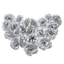 20Pcs Artificial Rose Silk Flower Heads Party Wedding Decor Craft DIY Silver