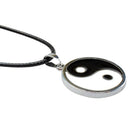 PU Leather Rope Chain Stainless Steel Yin Yang Tai Chi Pendant Necklace