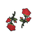 2 Pieces Red Flower Floral Lace Embroidery Patch Motif Trim Sew/Iron on Applique for Garment Decoration