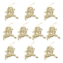Glitter Reindeer Shape Christmas Tree Hanging Charms Home Decor Ornaments Gold Pack Of 10PCS