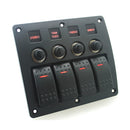 Marine Electric 4 Gang Red LED ON-OFF Rocker Push Switch Panel for Boat RVs