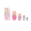 5pcs Hand Painted Pink Angel Wooden Russian Nesting Dolls