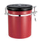 1.5L Capacity Stainless Steel Coffee Tea Canister Jar Box Sugar Storage Pot Seal Can for Home Hotel Office Use Red