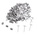 Metal Blank Nail Pin Ear Stud Earrings Post Flat Pad Forms Findings with Back Stopper DIY Crafts Pack of 25 Pairs