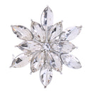 3.5 x 3.5cm Festive Silver Snowflake Flower Brooch Pin Diamante Crystal Broach Wedding Bridal Birthday Xmas Gift