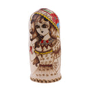 10 Pieces Set Gold Girl Plated Wooden Russian Nesting Dolls Stacking Matryoshka Toy Home Office Decoration